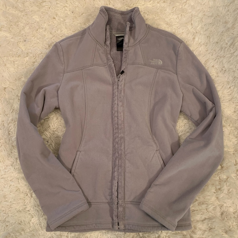 Grey north face zip up jacket